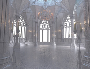 3D rendered illustration of a fantasy crystal chapel with transparent background  © HWWO Stock