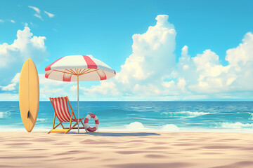 Summer holiday and travel background on the sunny sandy beach