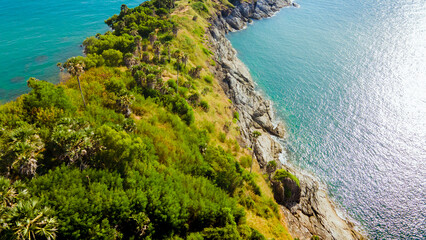Promthep Cape Sunset Viewpoint in the South of Phuket Thailand Take photos from a drone Top 5 popular tourist attractions in Thailand