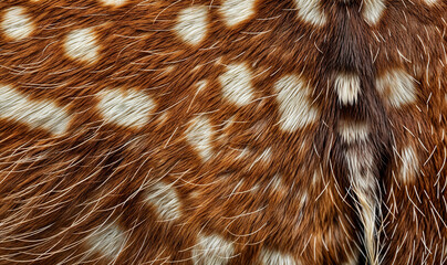 close up of orange deer fur with white spots, animal texture wallpaper