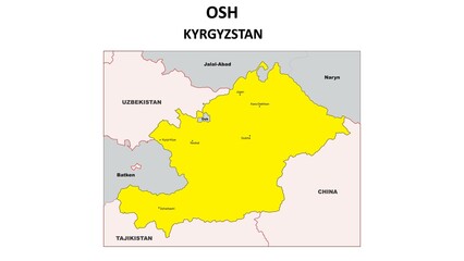 OSH Map. Major city map of OSH. Political map of OSH with country capital.