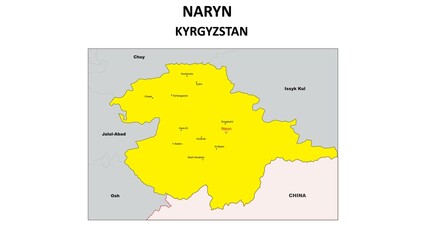 NARYN Map. Major city map of NARYN. Political map of NARYN with country capital.