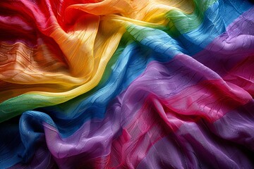 A vibrant textile with rainbow stripes, embodying the colors of the LGBTQ+ community with silky texture
