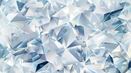 White and blue diamond background, white diamonds in various sizes. A pattern of sparkling white and light blue gemstones creates an elegant and luxurious feel with geometric shapes.