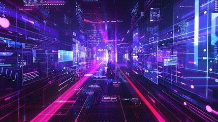 Abstract technology banner in the metaverse