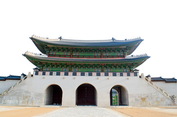 Fototapeta premium The Main Gate of the Gyeongbokgung Palace isolate on transparent background.