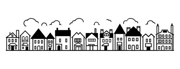 Silhouette of a city, black vector icon, generated AI