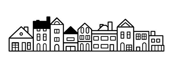 Fototapeta premium Silhouette of a city, black vector icon, generated AI
