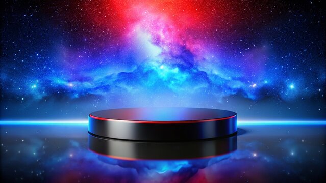 Reflective Podium for Product Showcase Under Starlit Sky