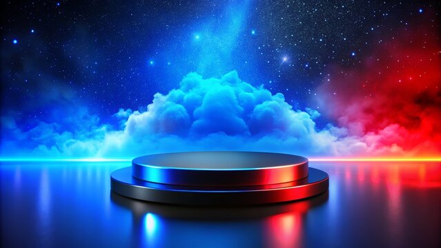 Cosmic-Themed Product Podium with Starry Night Sky