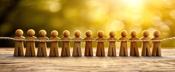 A group of wooden men.