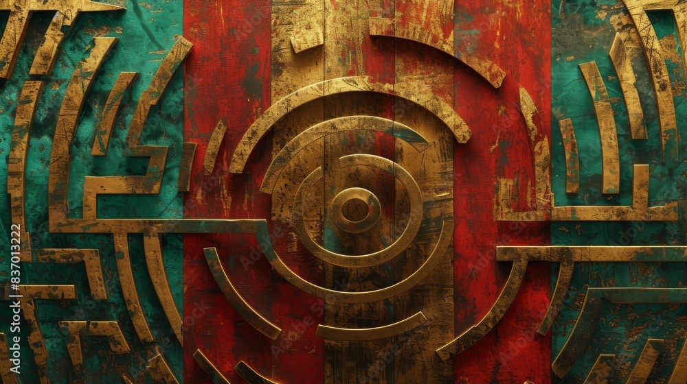 Poster visualization interpretation of the fever through abstract labyrinths and geometric patterns, symbol