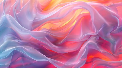 Obraz premium Flowing silk, vibrant pastels, digital painting, smooth surfaces, ethereal