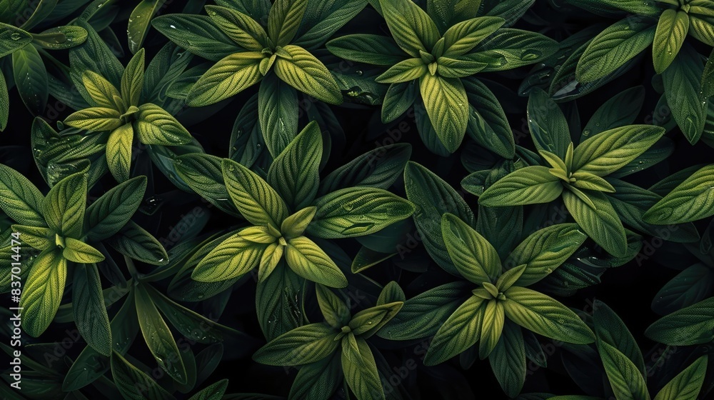 Poster a lush assortment of green leaves creating a vibrant and refreshing natural background.