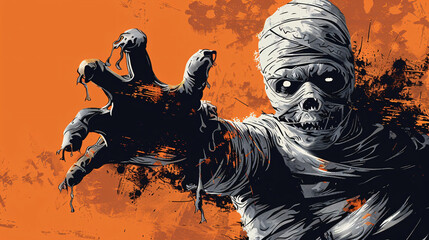 Creepy mummy clipart for Halloween-themed designs with a fun and scary vibe