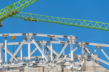 building under construction against evening sky