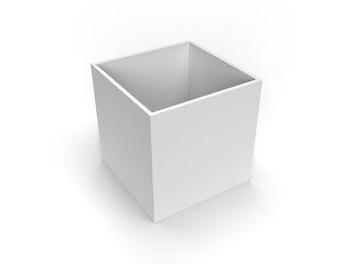 Empty White Box On White Background. 3D Render Illustration.