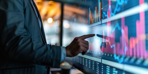 Analyzing Data Trends for Strategic Negotiation - Business Executive Presenting Graph on Screen in Meeting