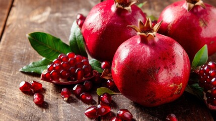 Ripe fresh red pomegranate fruit