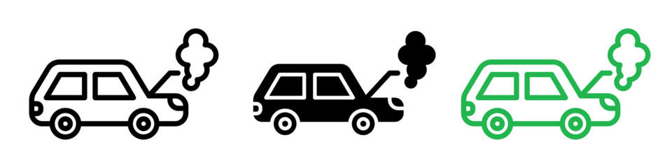 Car breakdown icon showing vehicle issues and emergency assistance, suitable for roadside services and automotive repair shops