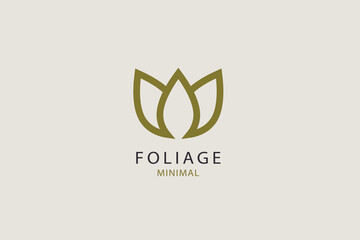 Natural logo in the form of leaves in a minimalist linear style.