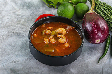 Spicy and Sour Soup with Prawns