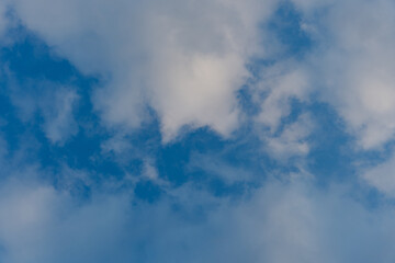 Blue sky with scattered white clouds on a clear day
