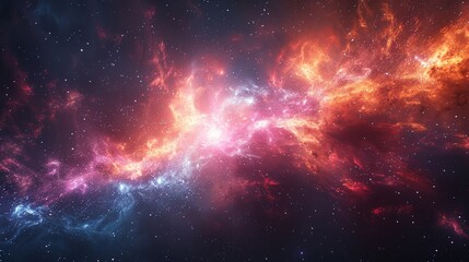 Fototapeta premium Stunning Cosmic Nebula with Vibrant Colors and Glowing Gas Clouds in Deep Space, Highlighting the Mysteries of the Universe and Celestial Bodiesspace