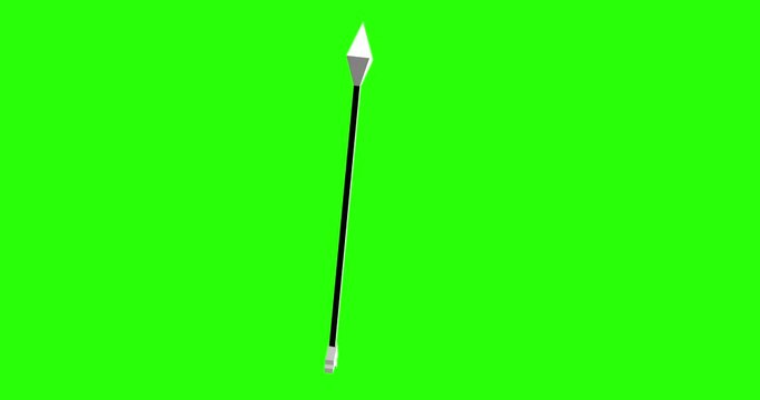 Animated Spear with Green Screen Background,3d render arrow animation on green screen