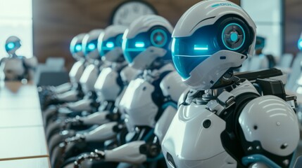 Fototapeta premium The line of AI Robots