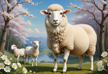 Fototapeta premium Sheep in forest