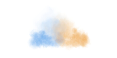 Blue and yellow fog in slow motion. Realistic atmospheric blue and yellow smoke. Blue and yellow fume slowly floating rises up.
