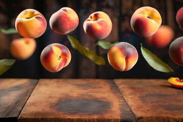 peaches on a wooden table