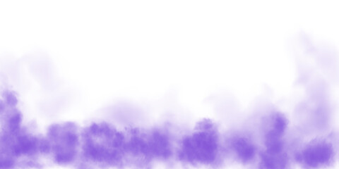 Purple smog clouds on floor. Fog or smoke. Isolated transparent special effect. Morning fog over land or water surface. Magic haze. PNG.
