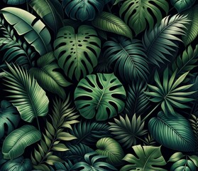Fototapeta premium A dense tropical jungle foliage