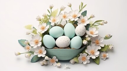 Obraz premium Happy Easter vintage sign with eggs on white background