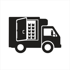 Delivery truck, semi trailer icon. Truck cargo icon back. commercial truck icon