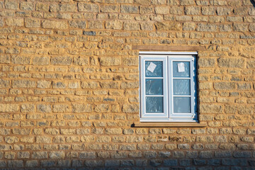Window view of construction building site in england uk.
