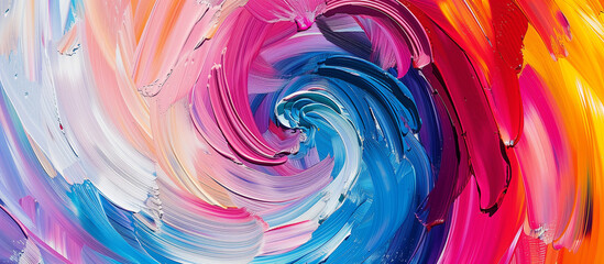 Abstract colorful swirl of paint on canvas background. Modern art wallpaper design with creative...