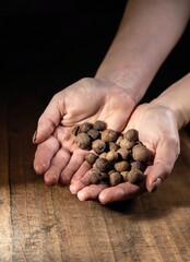 hands holding allspice