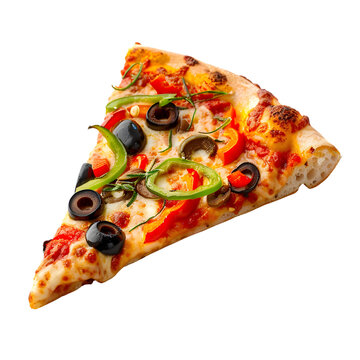 slice of pizza with oliv isolated on transparent background. generative ai