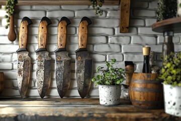 Fototapeta premium knife and vegetables