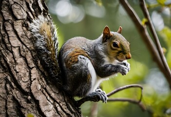 Obraz premium A view of a Grey Squirrel in a tree