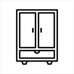 Cupboard furniture line icon. linear style sign for mobile concept and web design. Cabinet, closet outline vector icon. Symbol, logo illustration. 