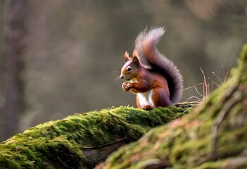 Obraz premium A view of a Red Squirrel in a tree
