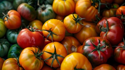 A close-up Colorful variety of Tomatoes background