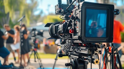 High resolution video camera setup on location for a commercial production