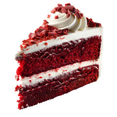 slice of red velvet cake isolated on transparent background. generative ai