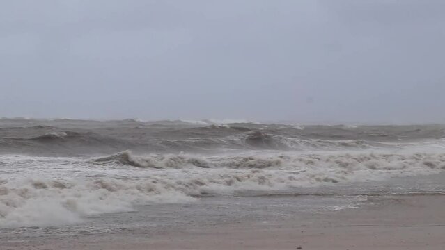 Hurricane Playa del Carmen beach Mexico extremely high tsunami waves.
