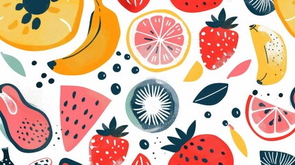 Abstract fruit patterns with playful colors